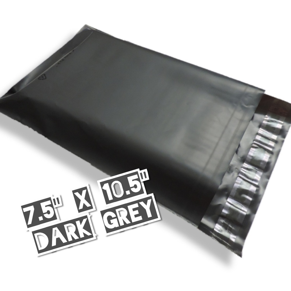100 Dark Grey Poly Mailers 7.5x10.5 - Picture 3 of 3